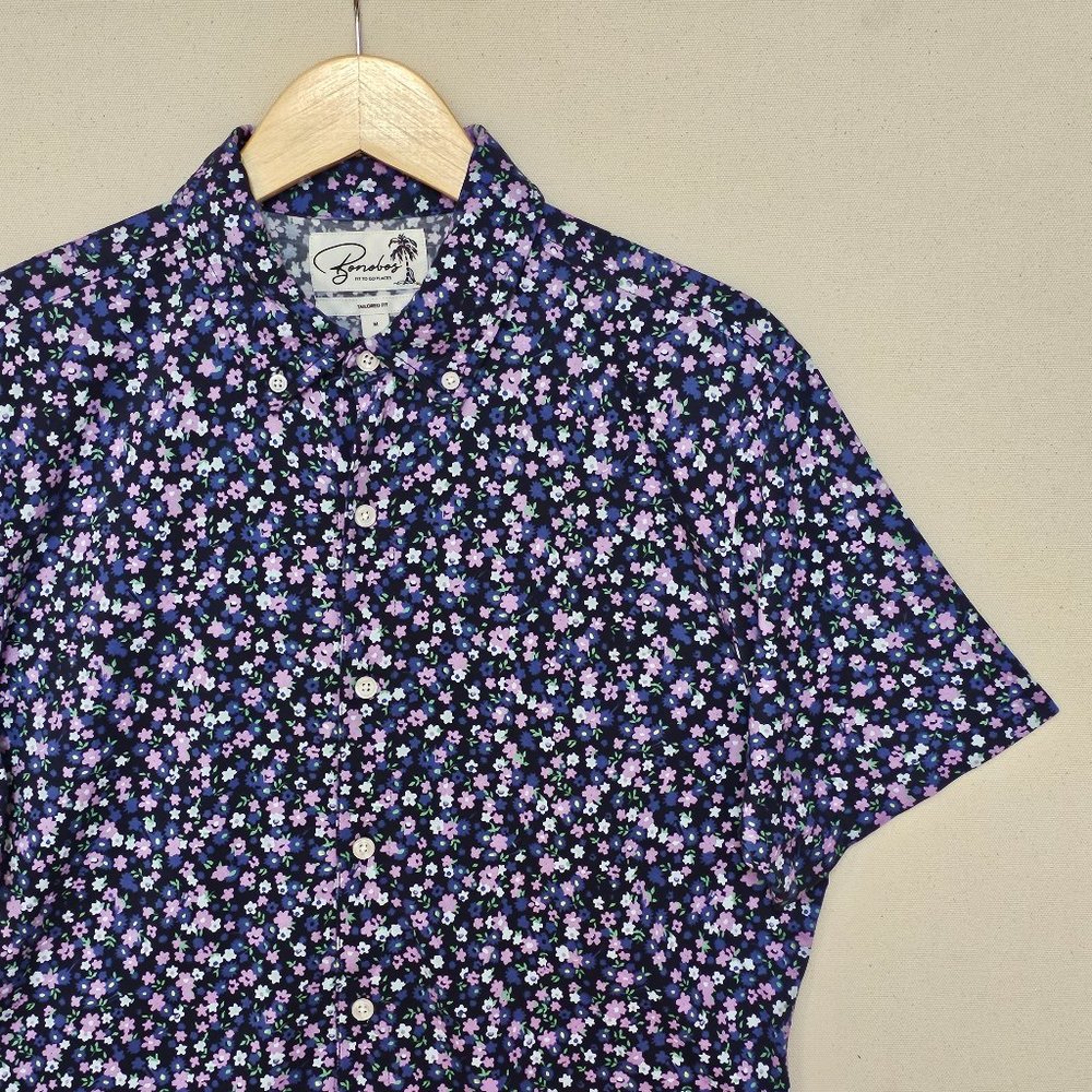 Bonobos Floral Print Tailored Fit Short Sleeve Button Down M